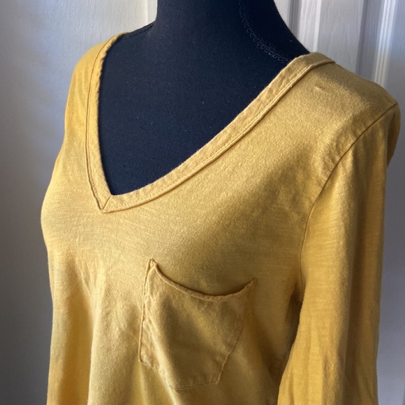 T.la Anthropologie Cotton V Neck Tee 3/4 Sleeves - Picture 3 of 9